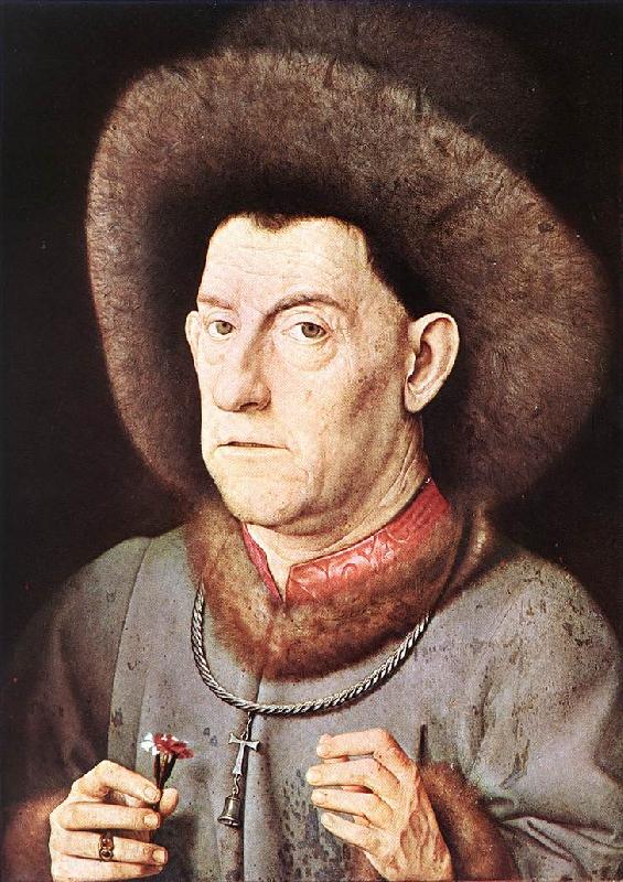 EYCK, Jan van Portrait of a Man with Carnation re Norge oil painting art